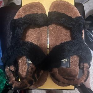 Fendi Shearling FF Sandals